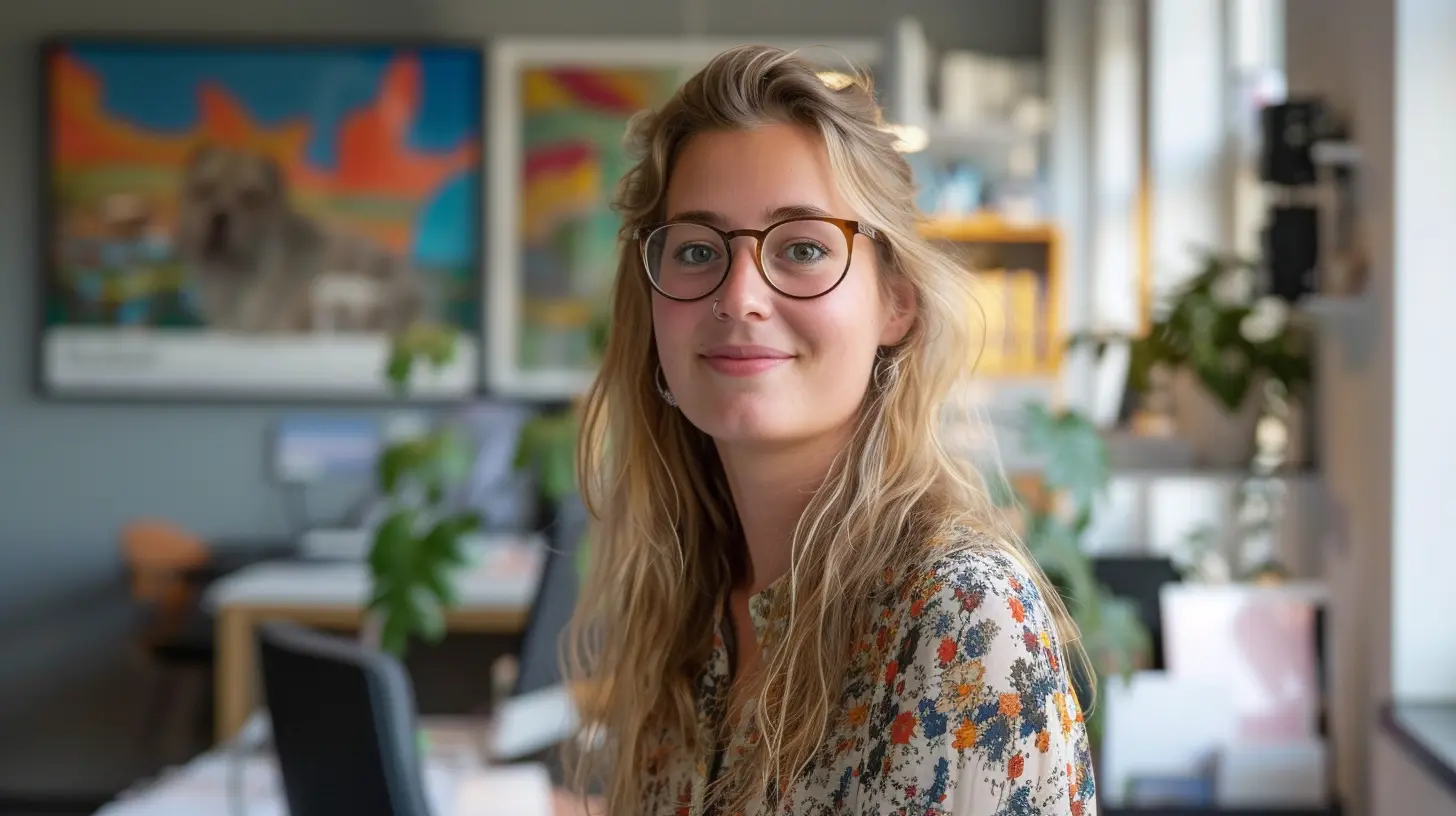 Portret van een vrouw met bril op kantoor
