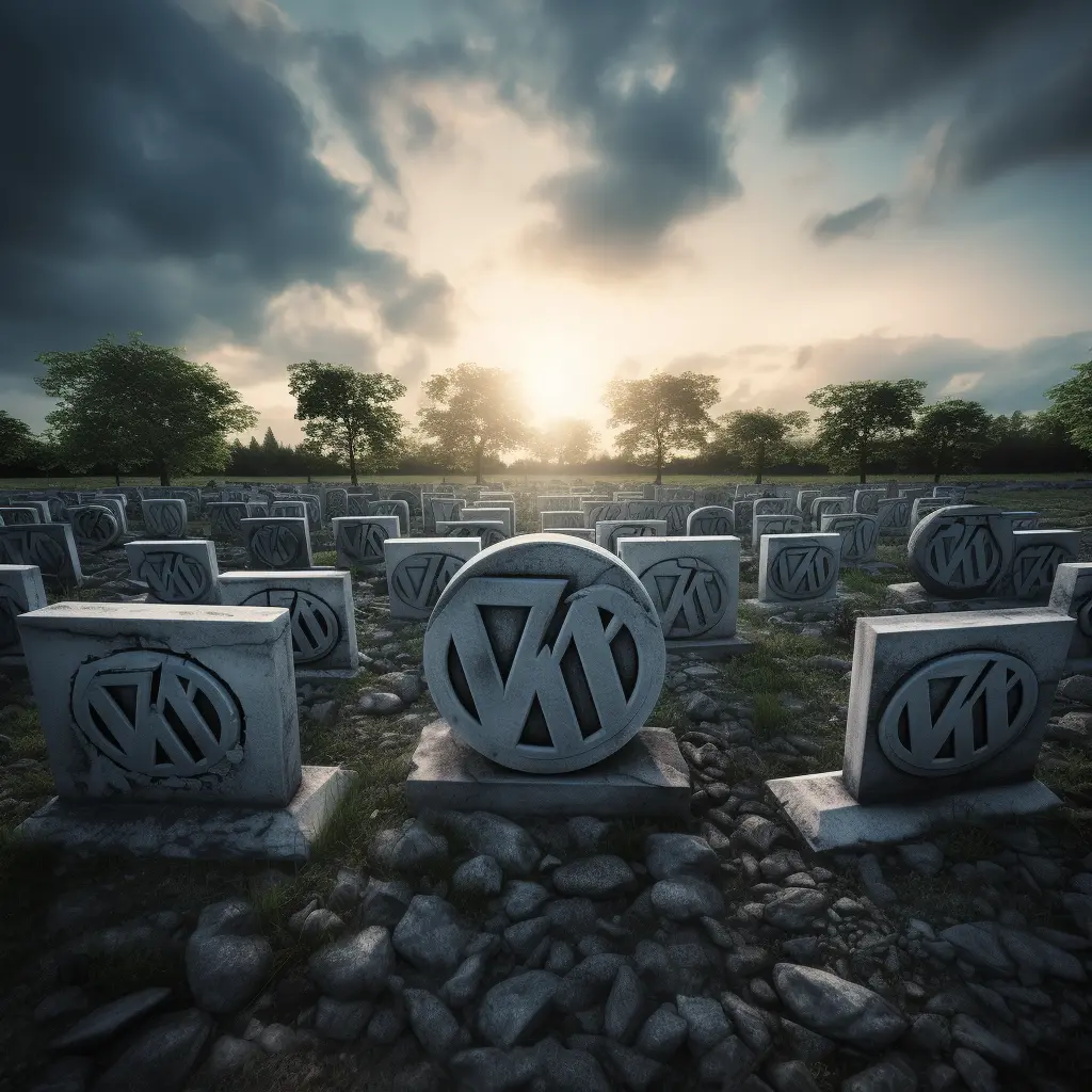 Grafstenen met het WordPress-logo op een veld