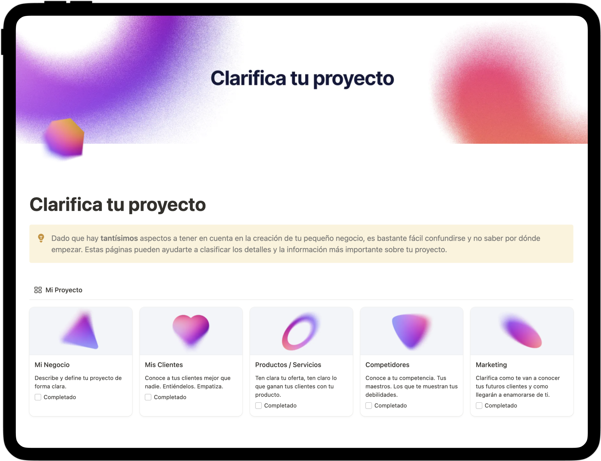 Clarifica tu proyecto