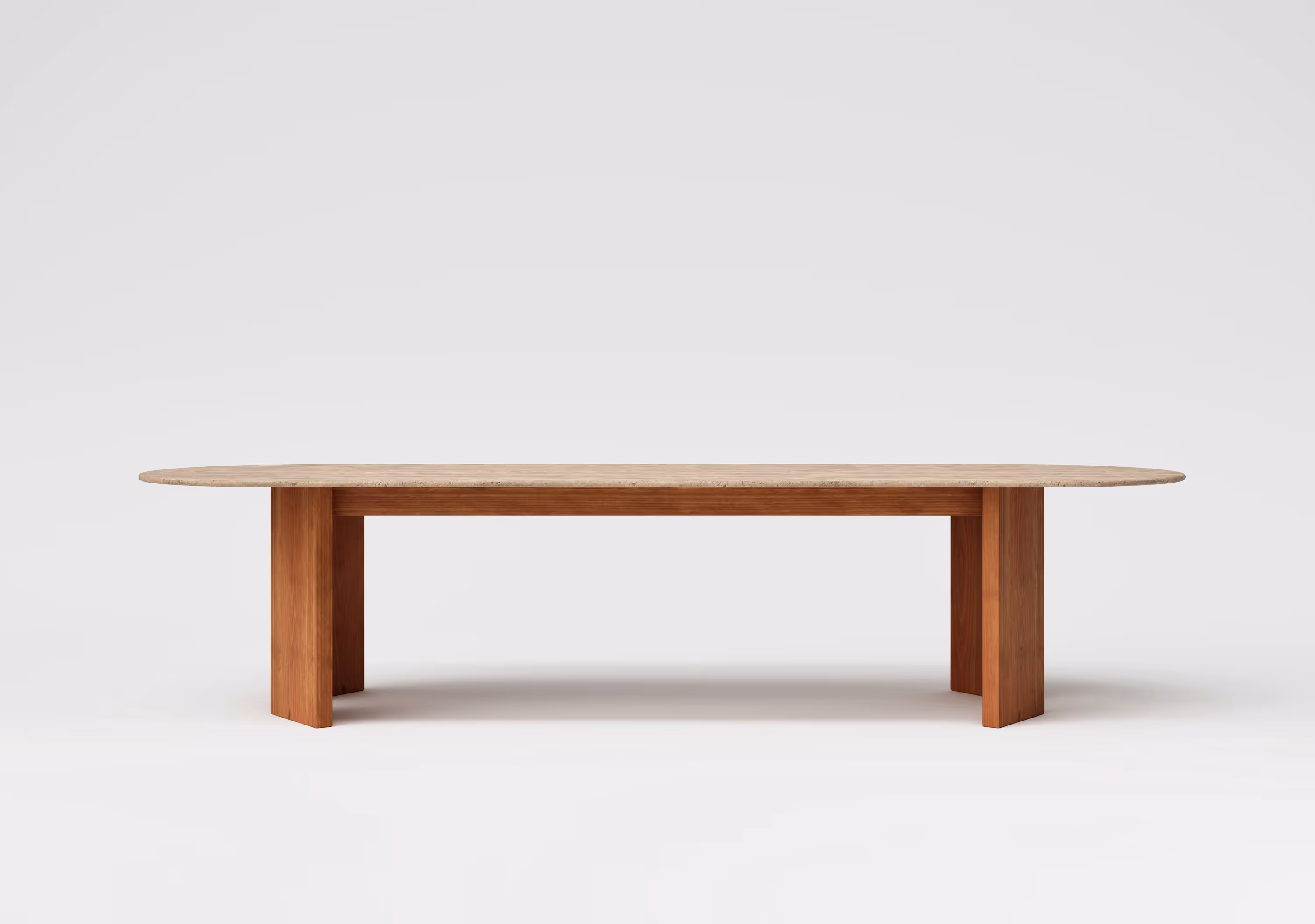 Table en bois minimaliste sur fond blanc