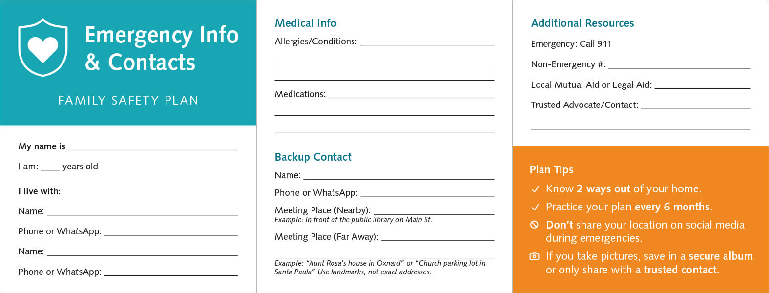 Emergency Info & Contacts brochure - English