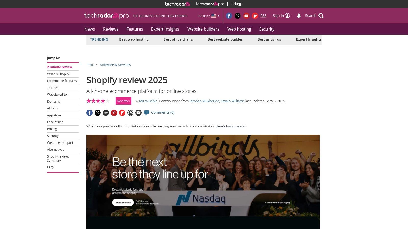 TechRadar – Shopify Review