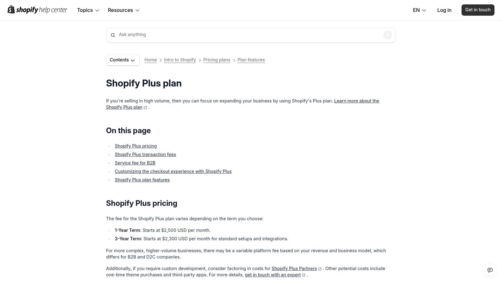 Shopify Help Center – Shopify Plus Plan