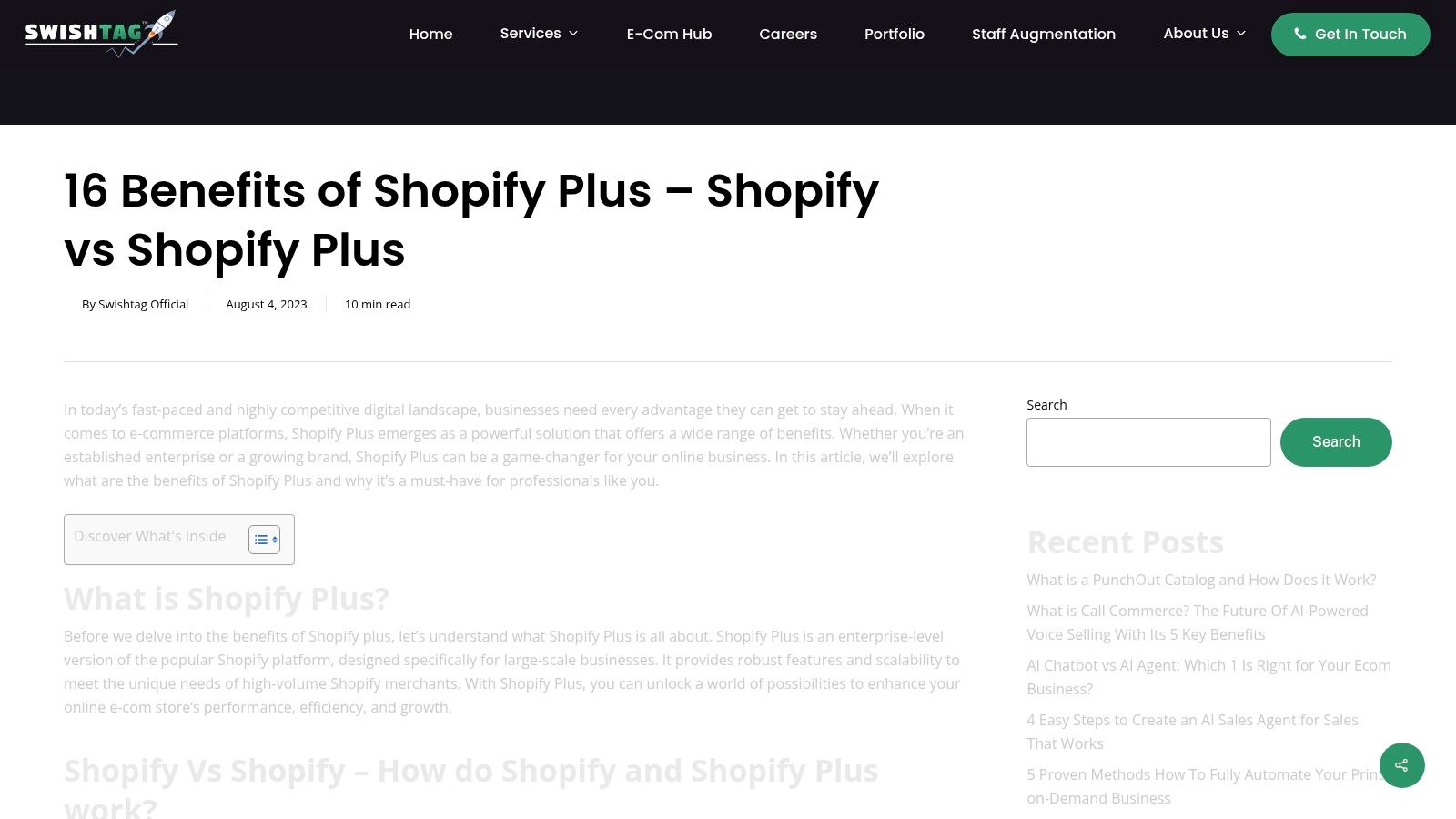 Swishtag – 16 Key Benefits of Shopify Plus