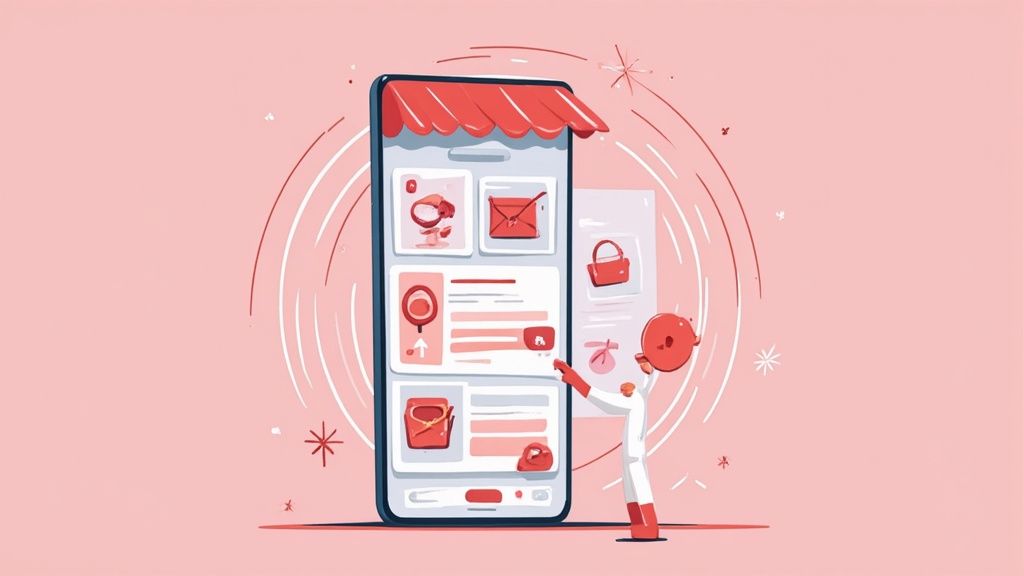 Person using augmented reality on their phone to visualize furniture in a room