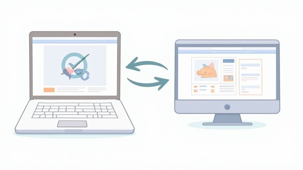 Two gears interlocking, one with the TikTok logo and the other with a shopping cart icon, representing platform integration.