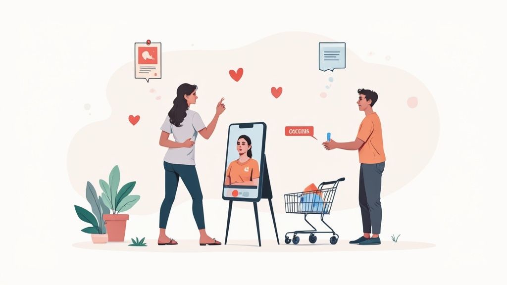 Two women reviewing content on a phone for their TikTok Shop