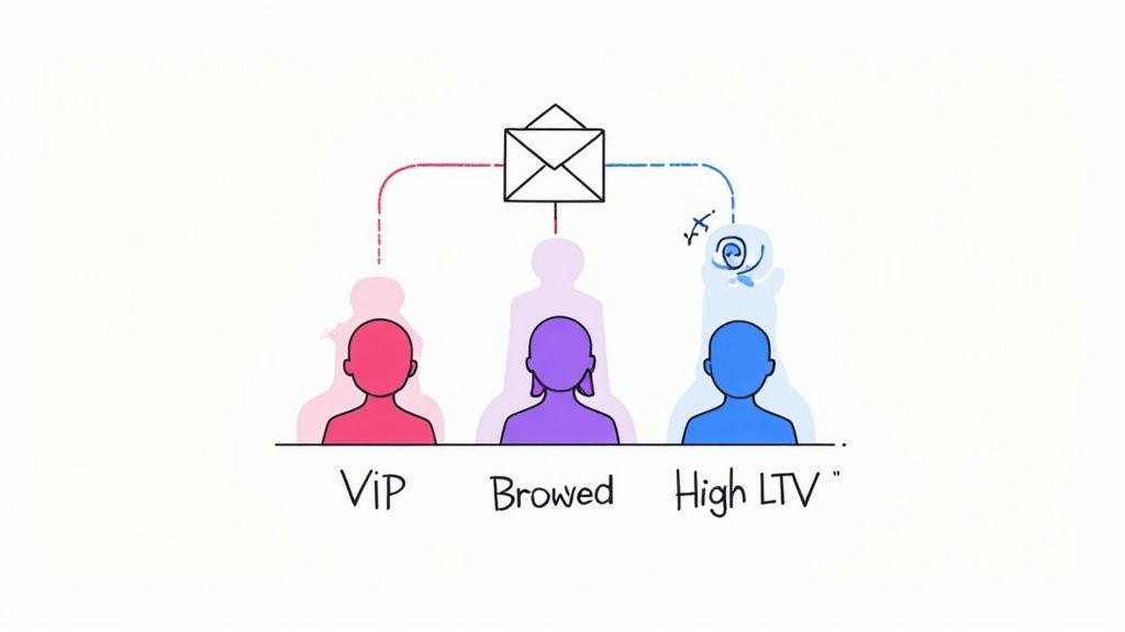 A person arranging different colored blocks, symbolizing customer segmentation