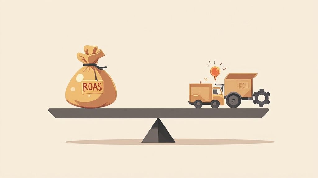 A magnifying glass focusing on the profit margin within a dollar bill to show the difference between revenue and profit