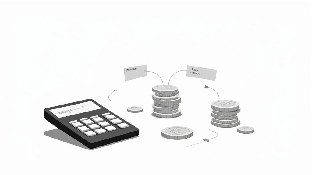 Person reviewing charts and graphs on a tablet and laptop, representing financial analysis.