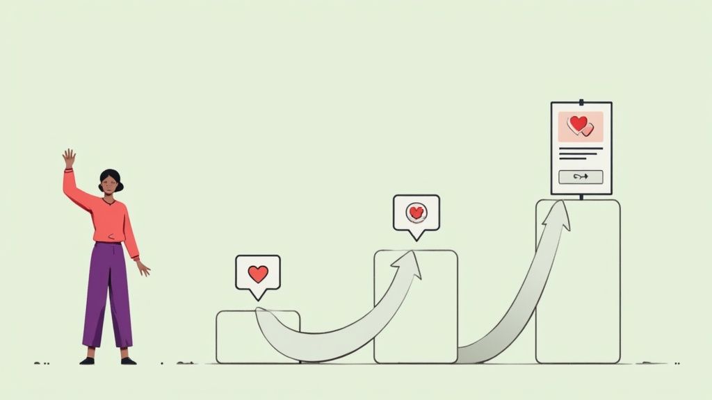 A person happily completing a purchase on their laptop, symbolizing a smooth checkout experience.