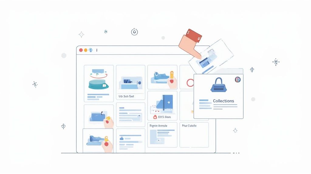 A product detail page on a Shopify store, showing images, price, description, and an 'add to cart' button.