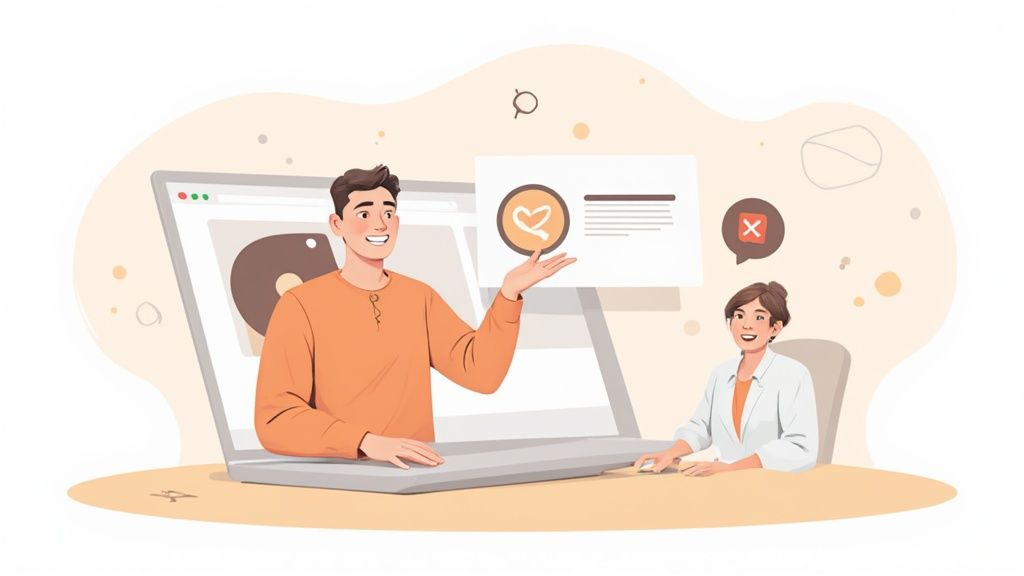 A well-organized desk with a laptop open to an ecommerce product page, symbolizing the design process.