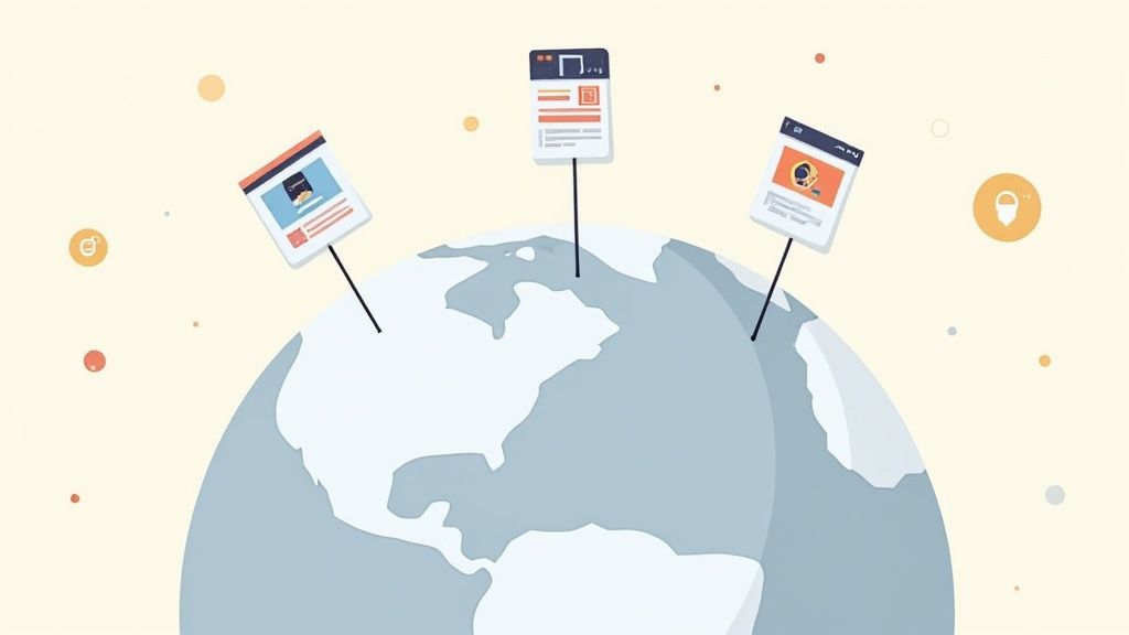 A person at a desk with multiple screens showing website analytics and marketing data.