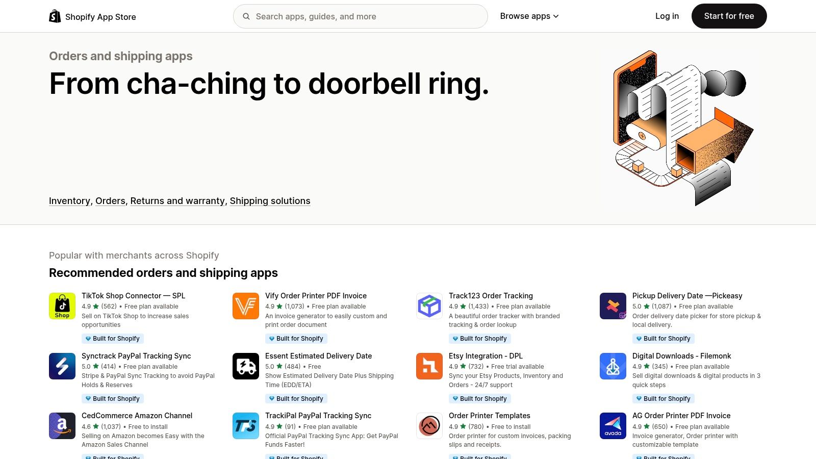 Shopify App Store – Orders and shipping category