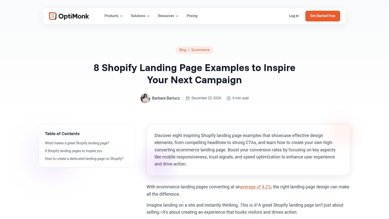OptiMonk (8 Shopify Landing Page Examples to Inspire Your Next Campaign)