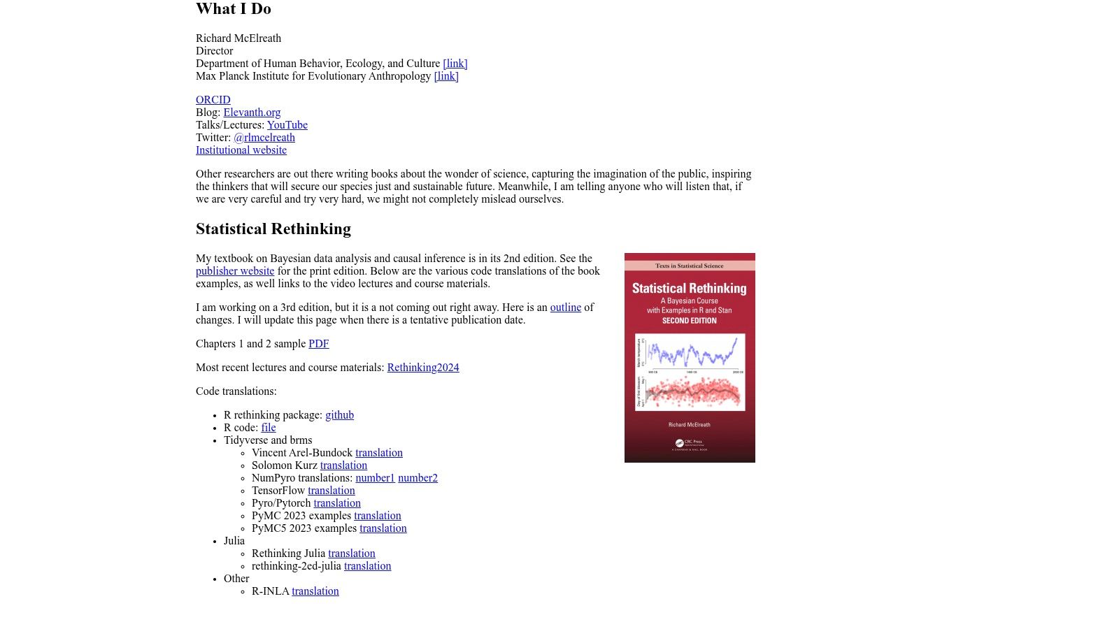 Richard McElreath (Statistical Rethinking – Bayesian)
