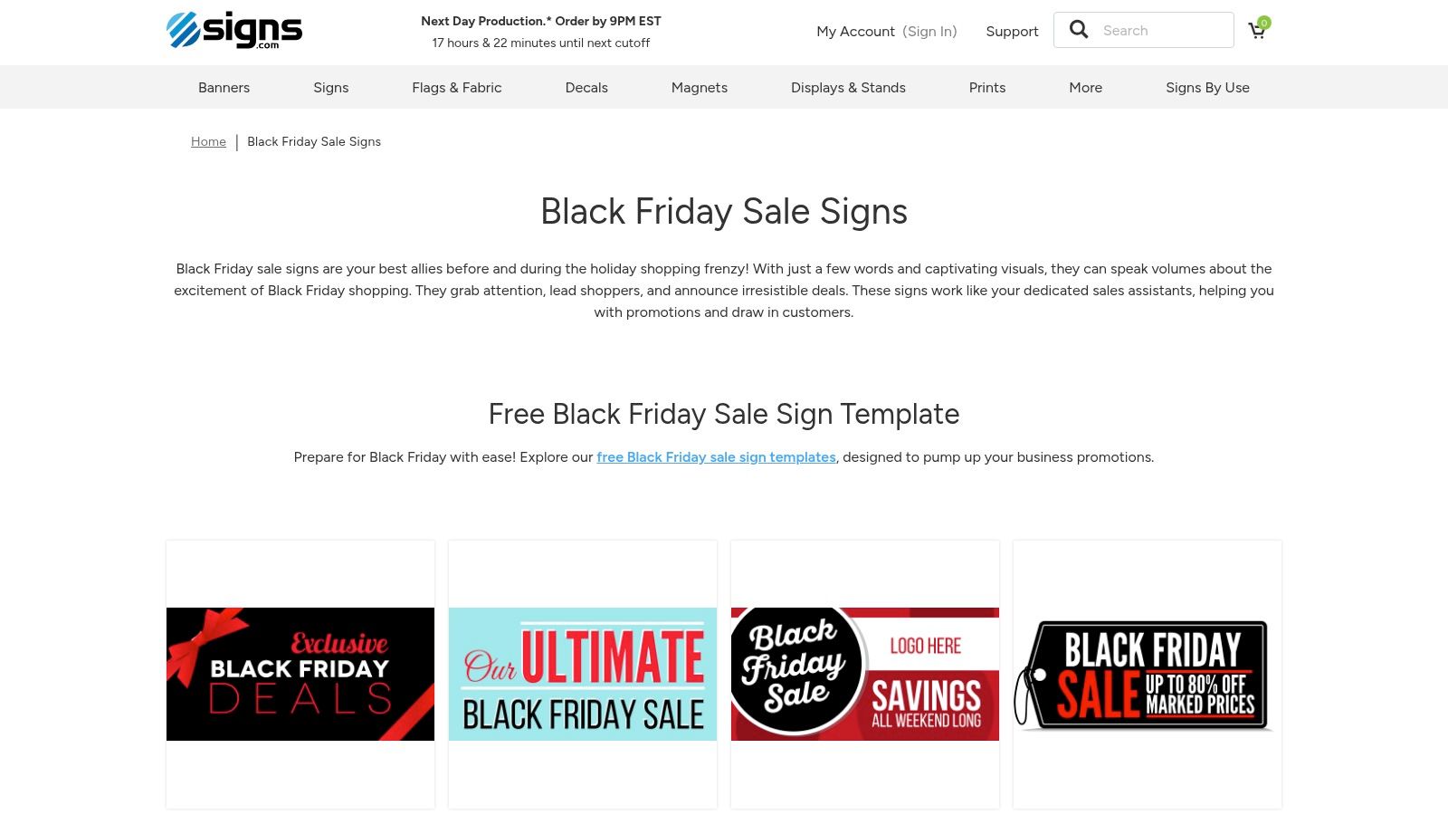 Signs.com – Free Black Friday sale sign templates + US printing