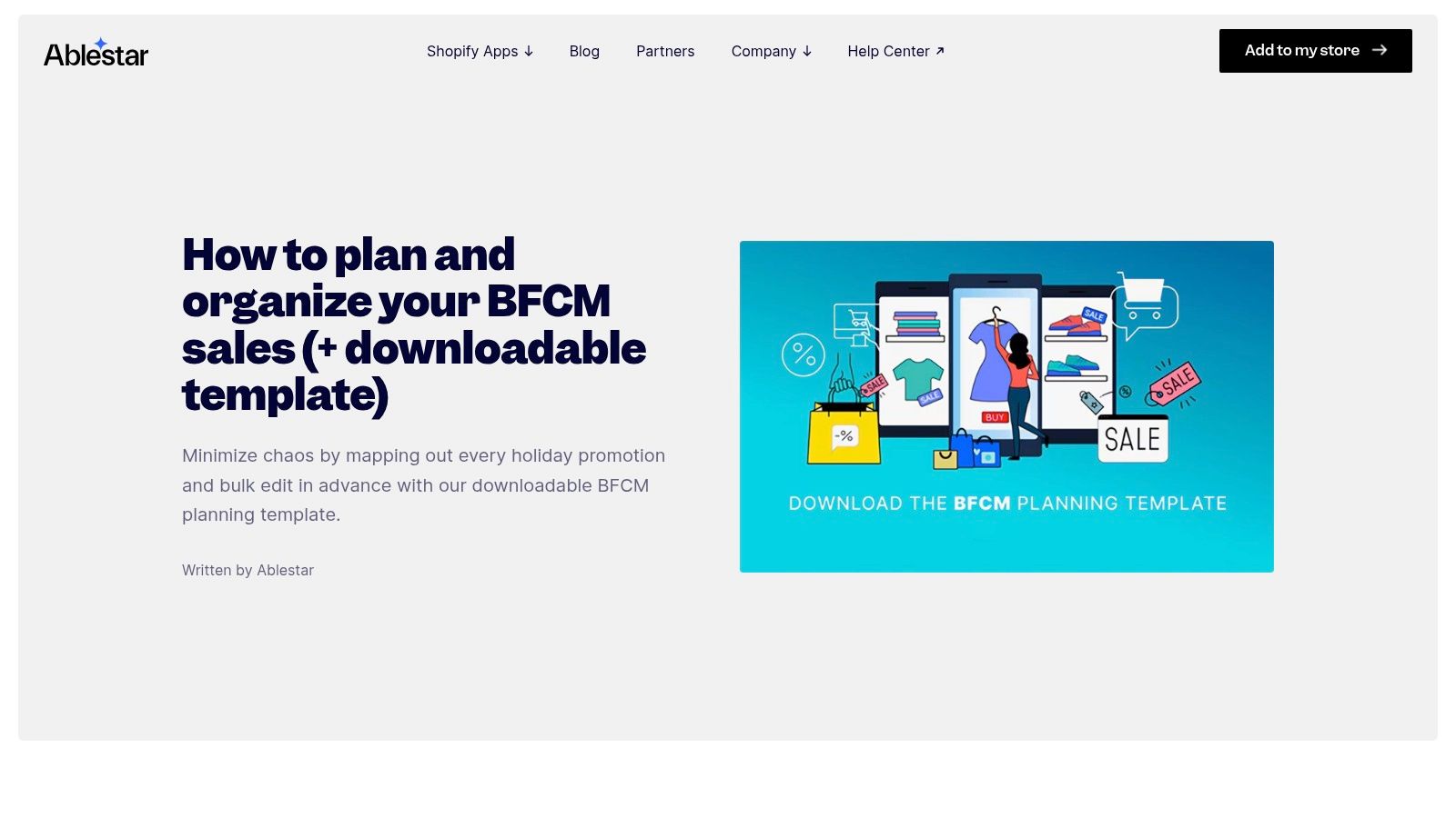 Ablestar – BFCM Promotions Planning Template (Google Sheets/Excel)