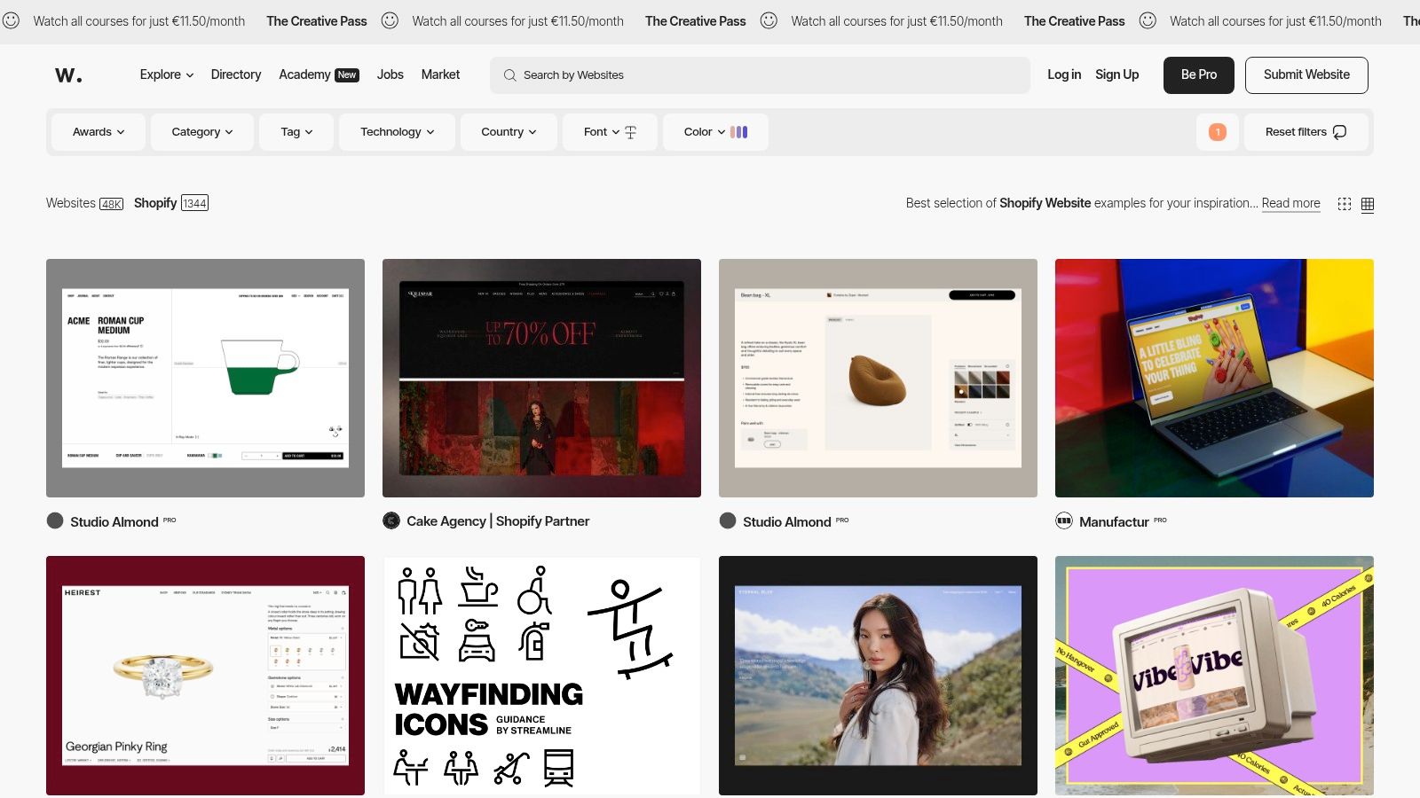 Awwwards, Shopify Websites