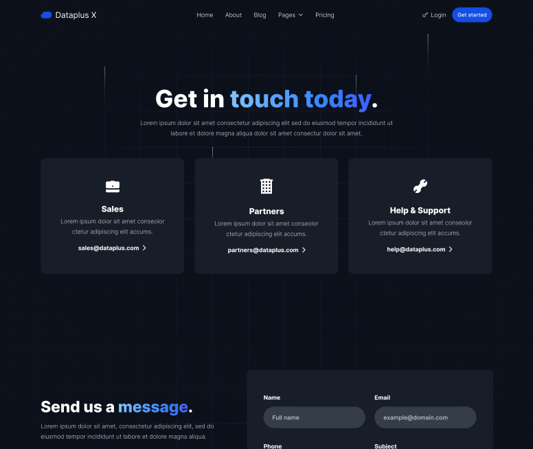 Contact - Dataplus X Webflow Template