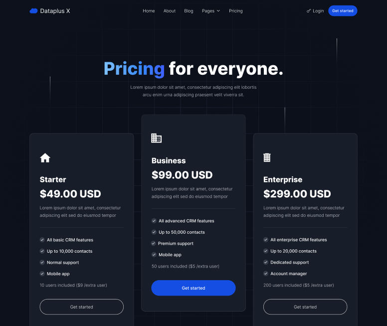 Pricing - Dataplus X Webflow Template