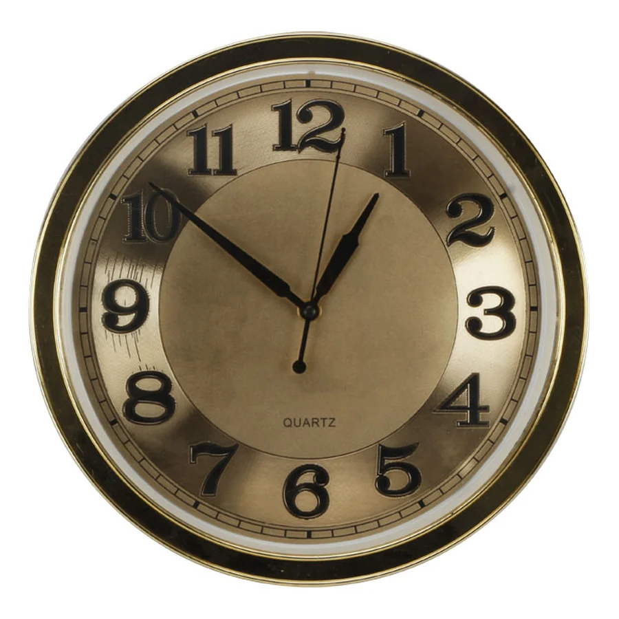 Gold metal round wall clock.