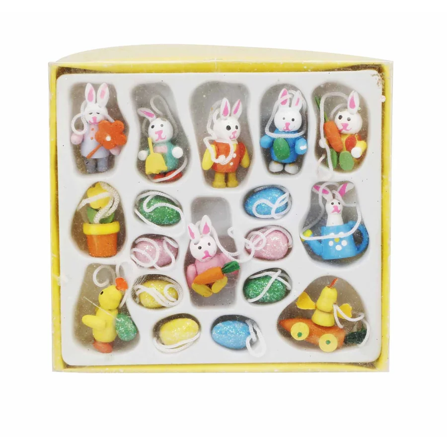 Colorful ceramic Easter-themed ornaments set