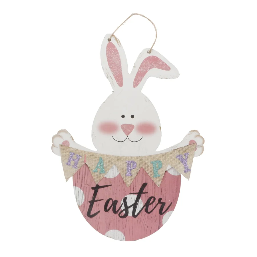 Wooden bunny Easter egg wall hanging.