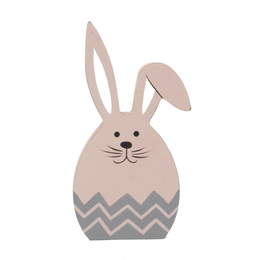 Wooden bunny-shaped decorative ornament.