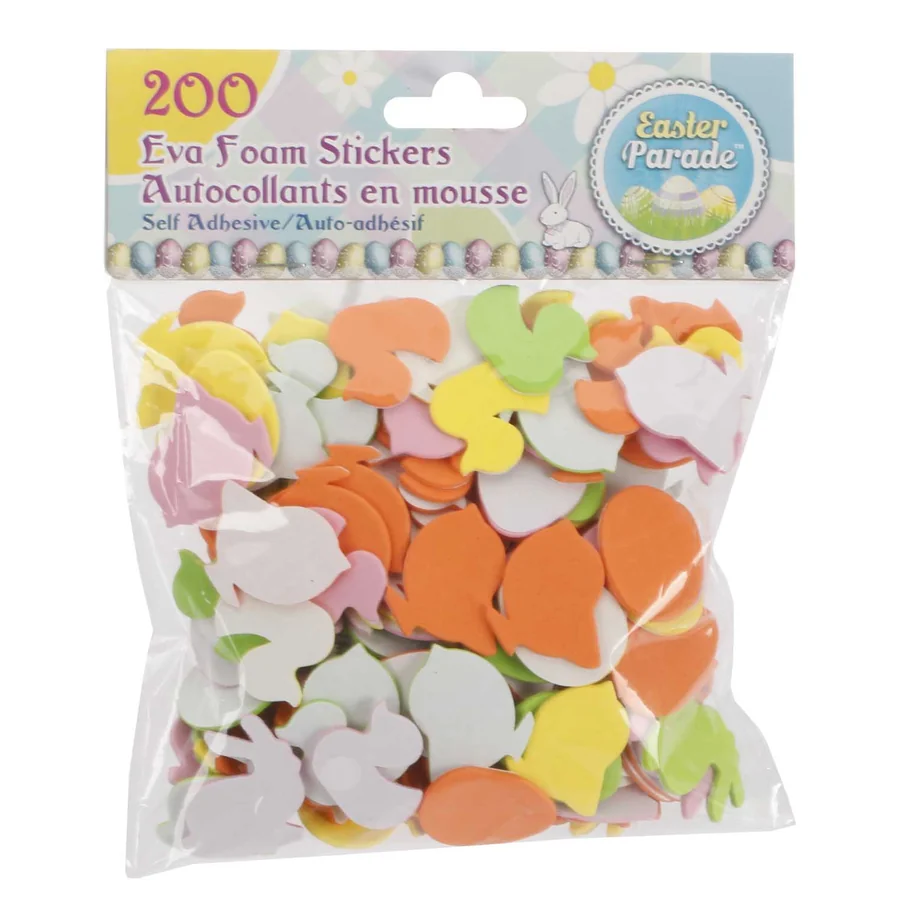 Colorful foam Easter stickers in a pack.