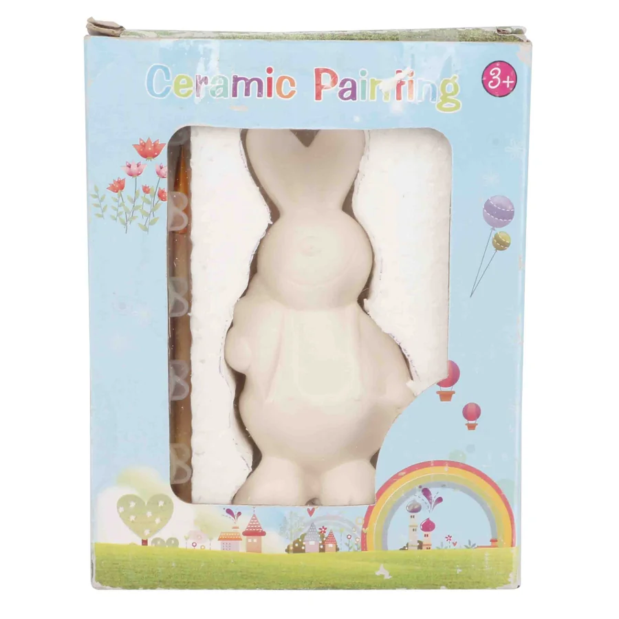 White ceramic bunny figurine for painting.