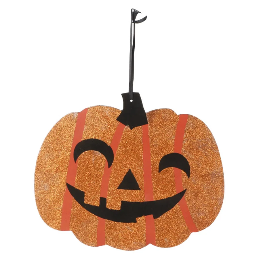 Orange glitter pumpkin wall hanging decoration.