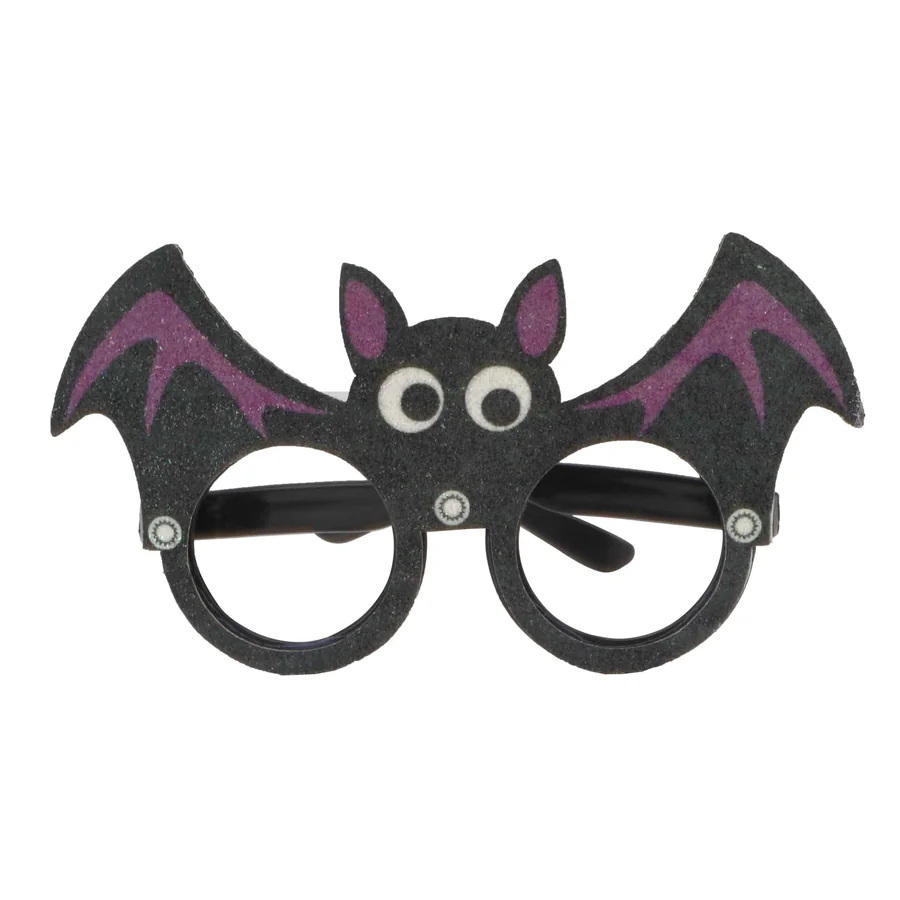 Black glitter bat-shaped novelty glasses.