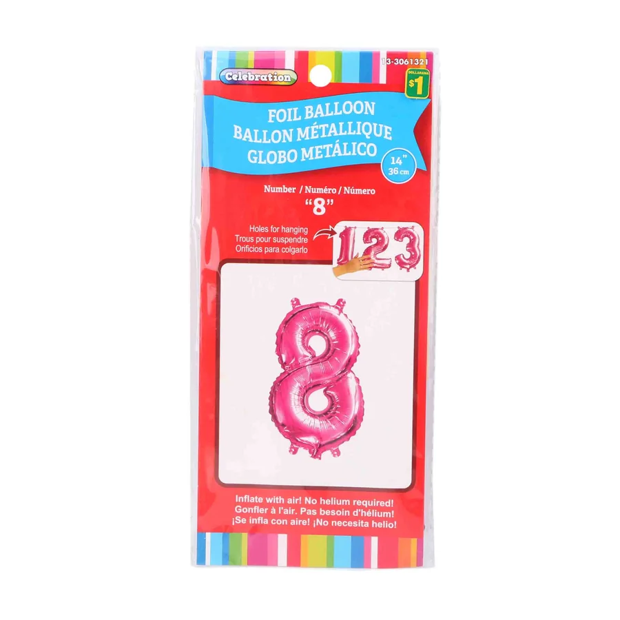 Pink foil balloon shaped as number