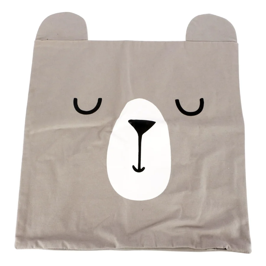 Cotton fabric bear face storage bag.