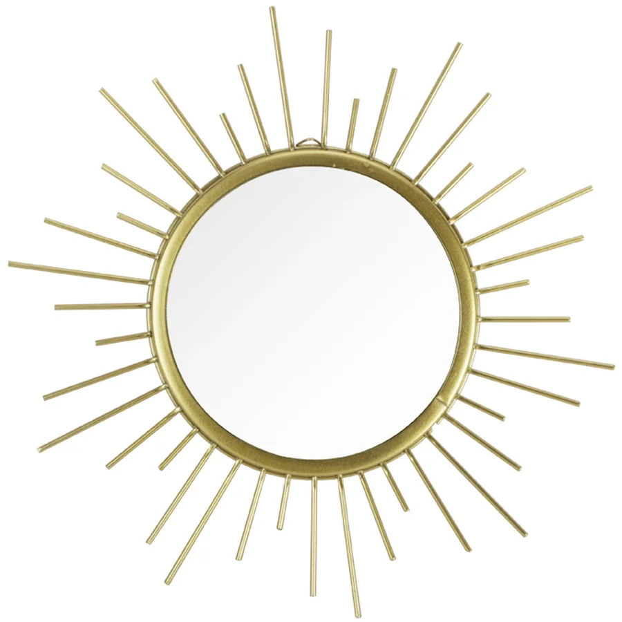 Gold metal sunburst wall mirror.