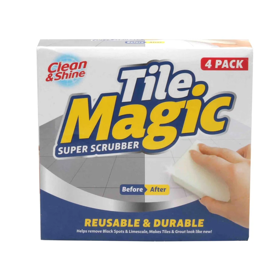 White foam tile cleaning scrubber pack.