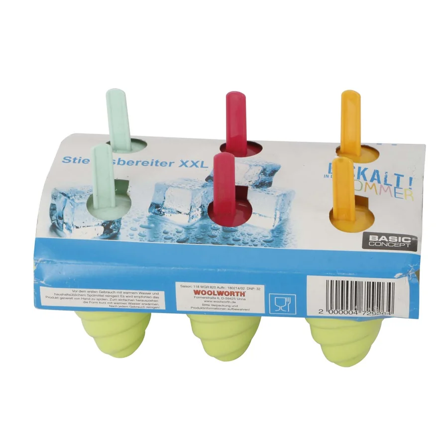 Plastic popsicle mold maker with colorful sticks.