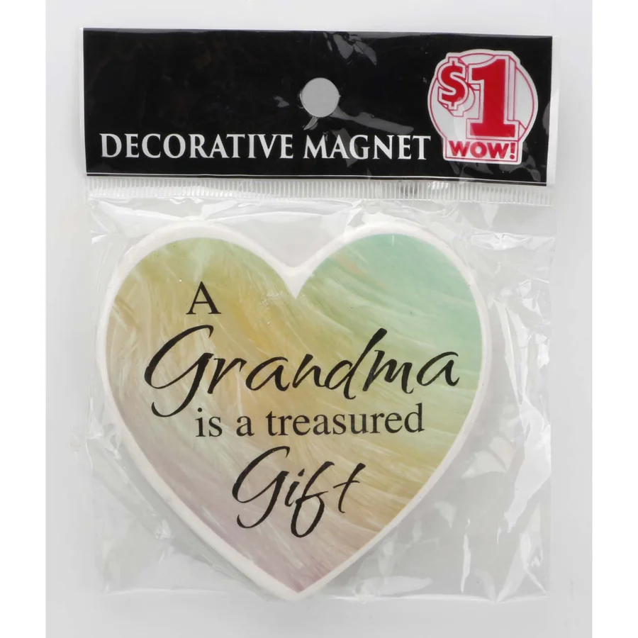 Heart-shaped ceramic decorative magnet.