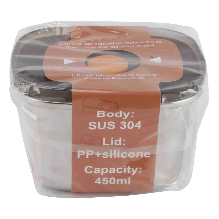 Stainless steel SUS 304 food container.