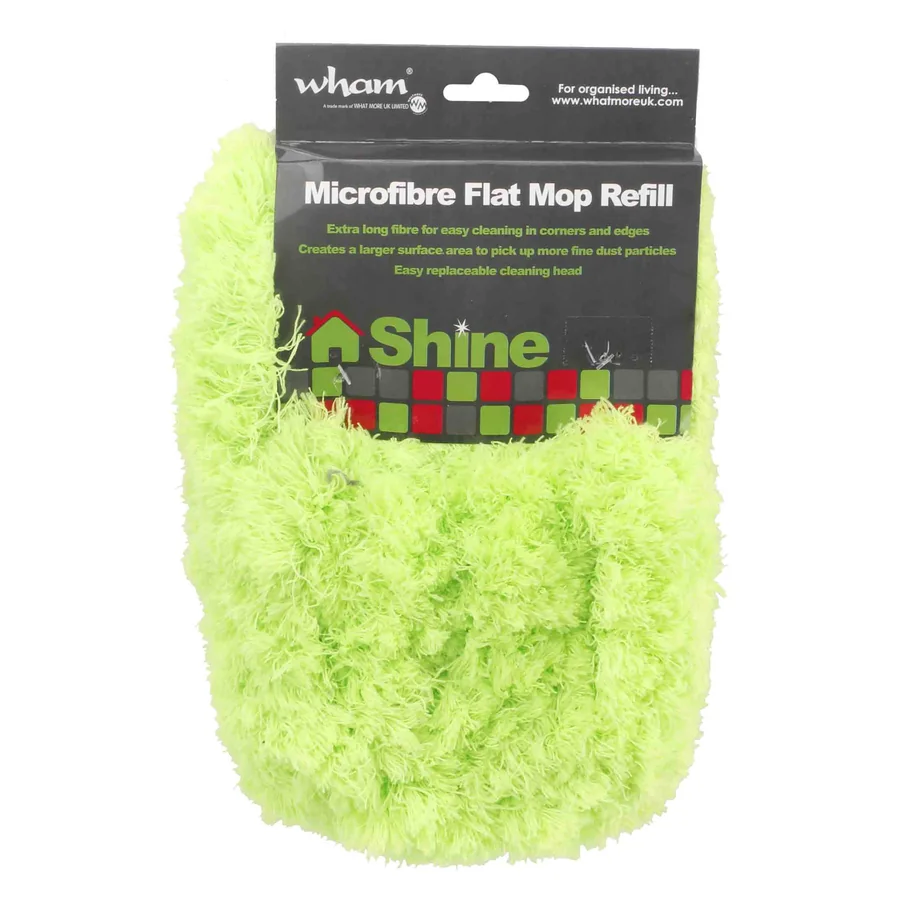 Lime green microfiber flat mop refill for easy cleaning.