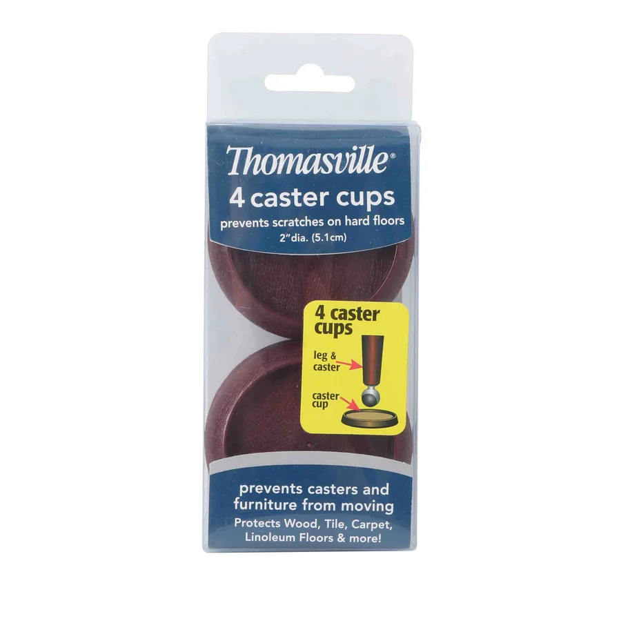 Four furniture caster cups for hard floors.
