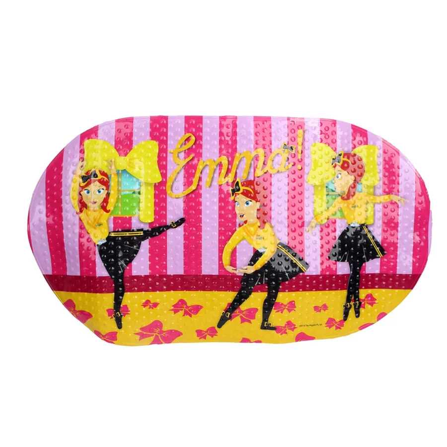 Colourful children's bath mat with a dancing character design.