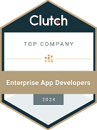 Clutch Top Company badge for Enterprise App Developers in 2024.
