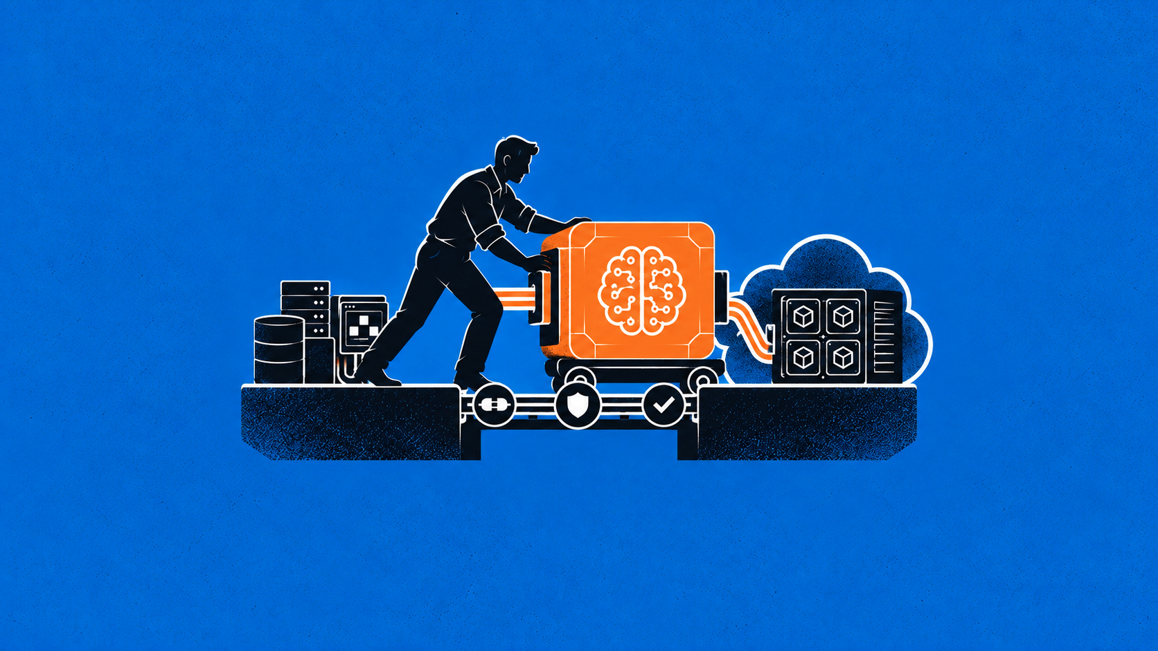 Engineer guiding an AI application through migration checkpoints toward a cloud runtime.