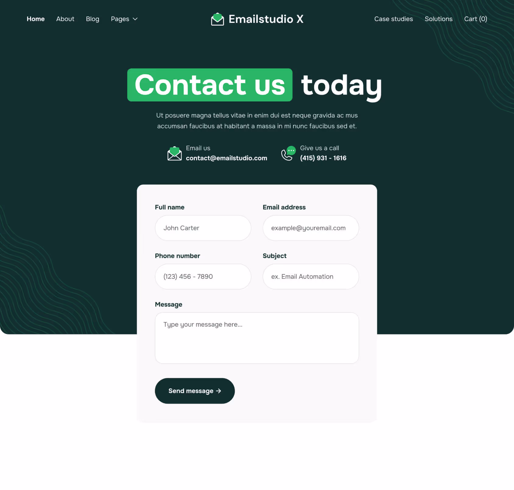 Emailstudio X - Contact V2 Page - Email Marketing Agency Webflow Template