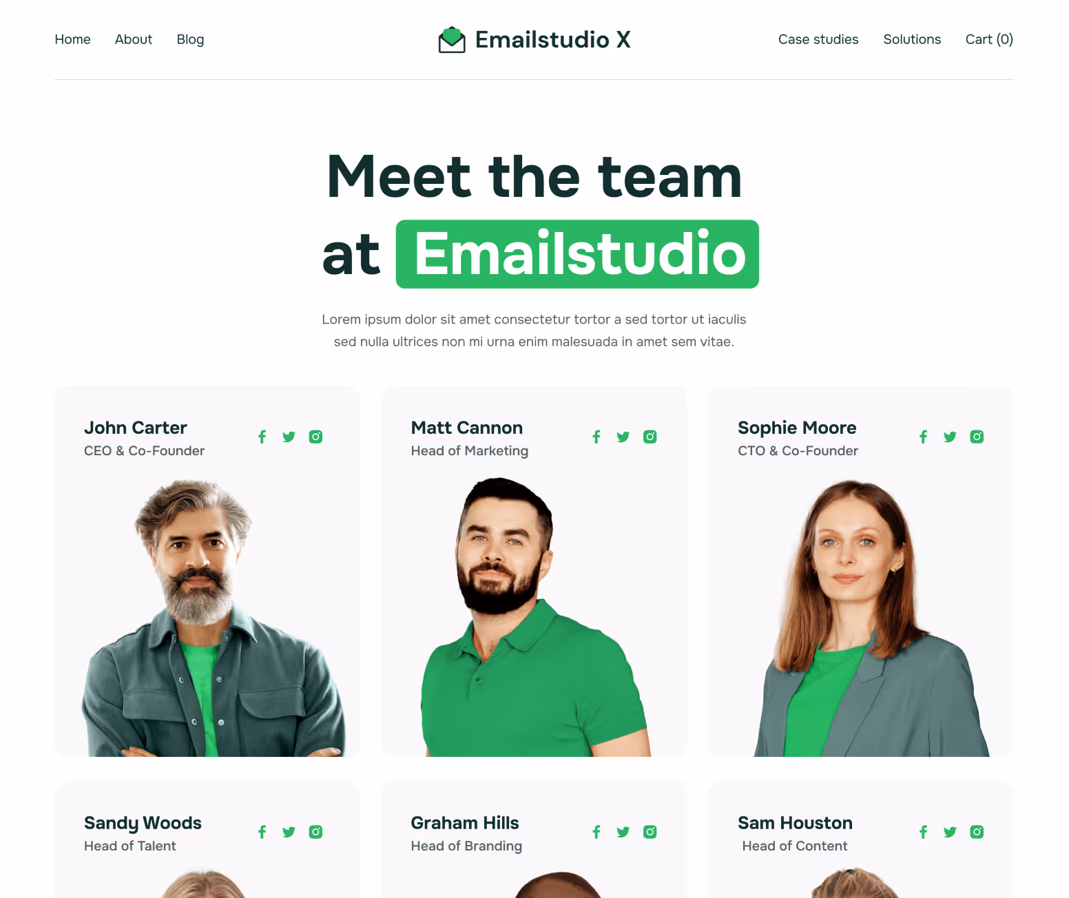 Emailstudio X - Team Page - Email Marketing Agency Webflow Template