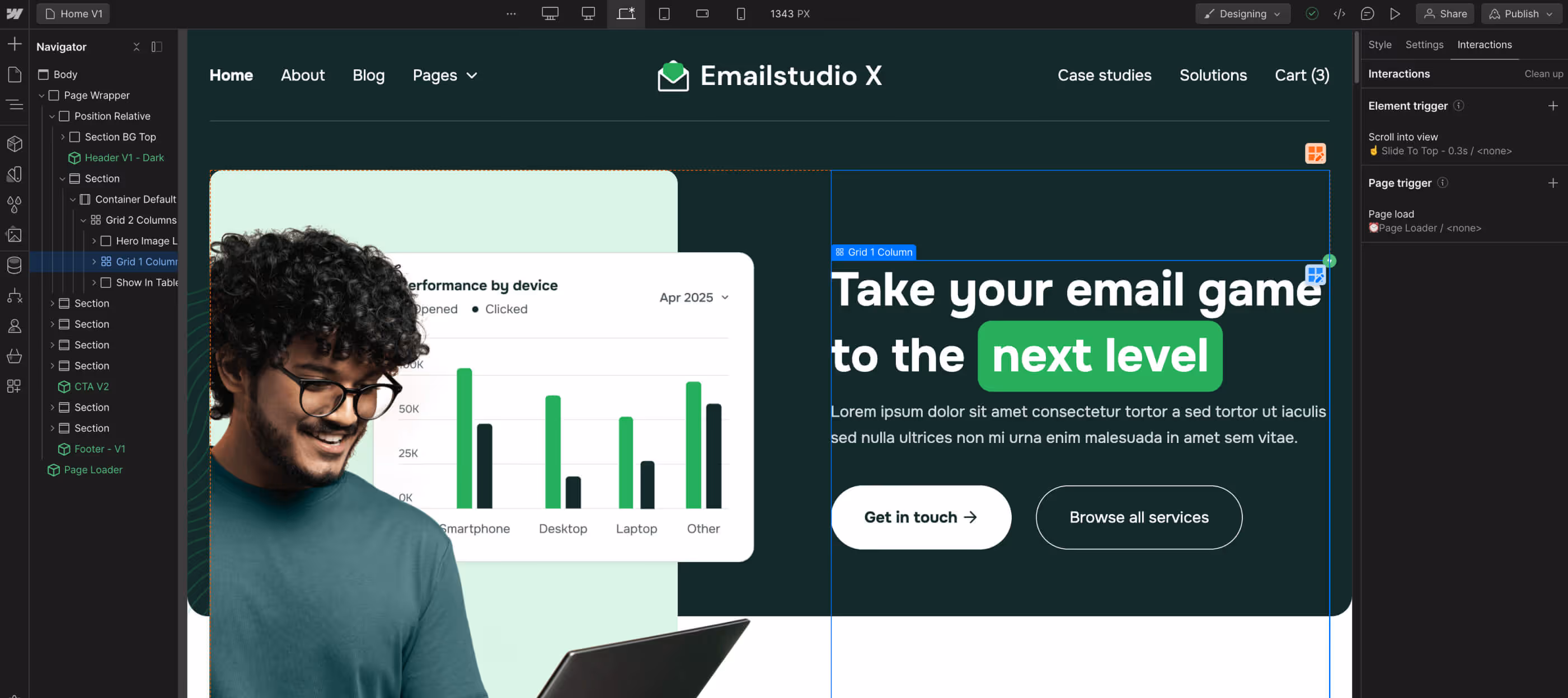 Animations - Emailstudio X Webflow Template