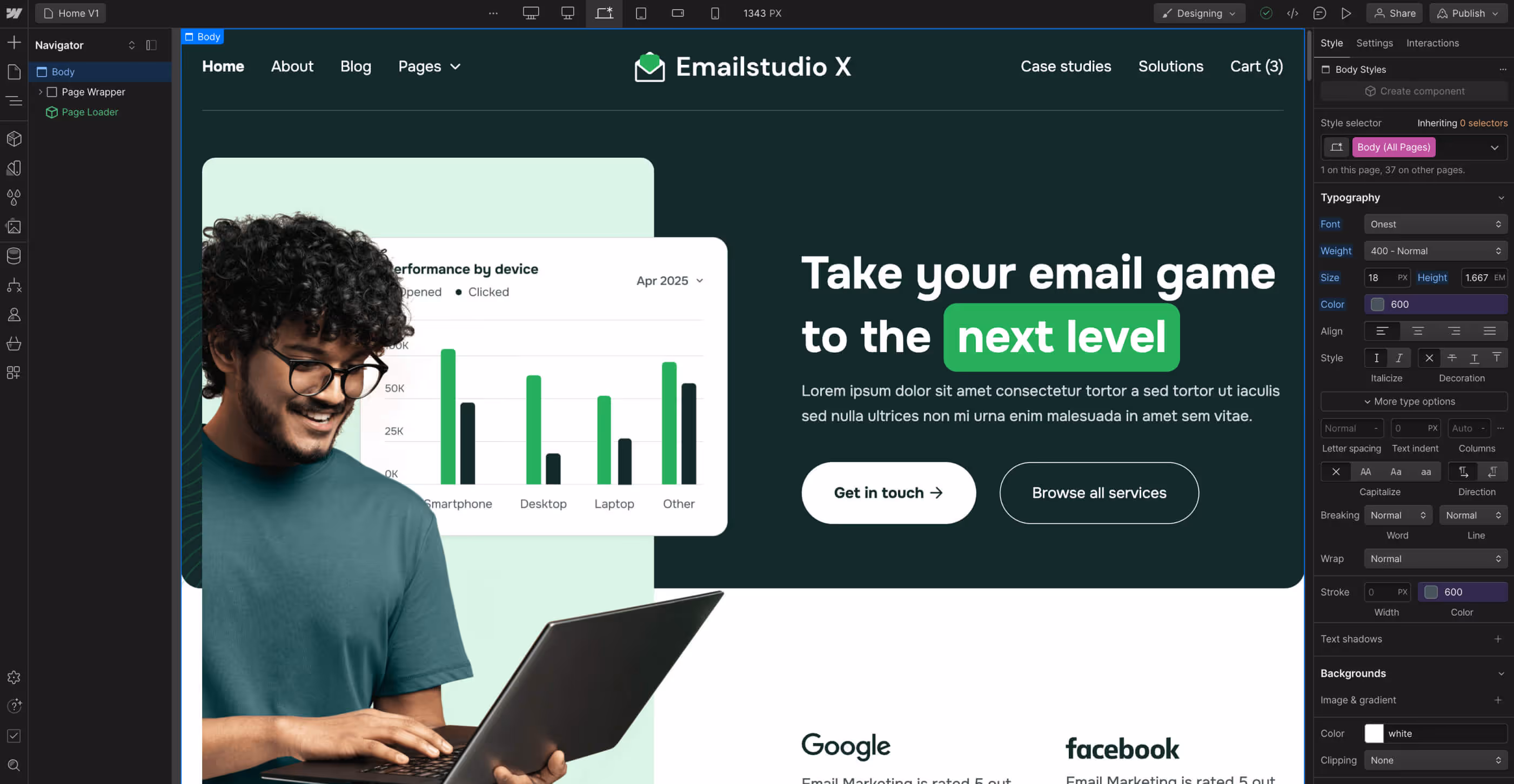 Typography - Emailstudio X Webflow Template